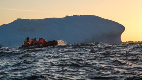 Image of Zodiac near South Sandwich Islands, Antarctica